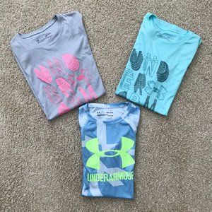 Under Armour T-Shirt Heatgear Loose - LOT of 3 Sz YLG